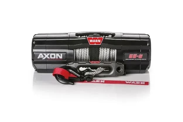 Warn - Axon 55-S Winch Featuring 50' of 1/4" Spydura Synthetic Rope, Epic Hawse Fairlead, Rockerbar Digital Control Switch, And Hub Wireless Receiver