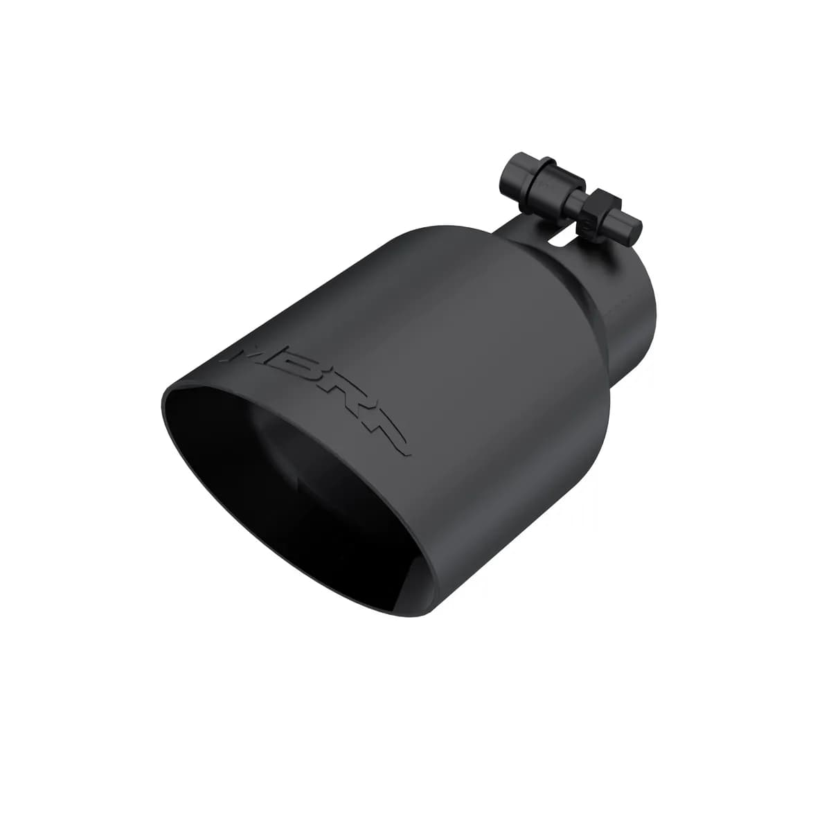 Armor BLK Exhaust Tip; 2.5 in. Inlet Diameter; 4 in. Outlet Diameter; 8 in. Length; Dual Wall; Angled; T304 Stainless Steel; Black Coated;