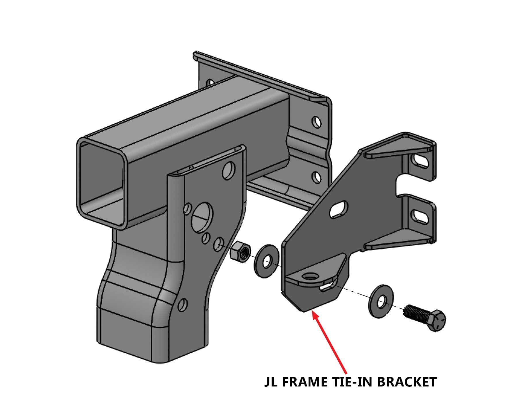 LoD Offroad JL/JT Frame Tie-in Bracket (For front bumper) (Black Powder Coated)