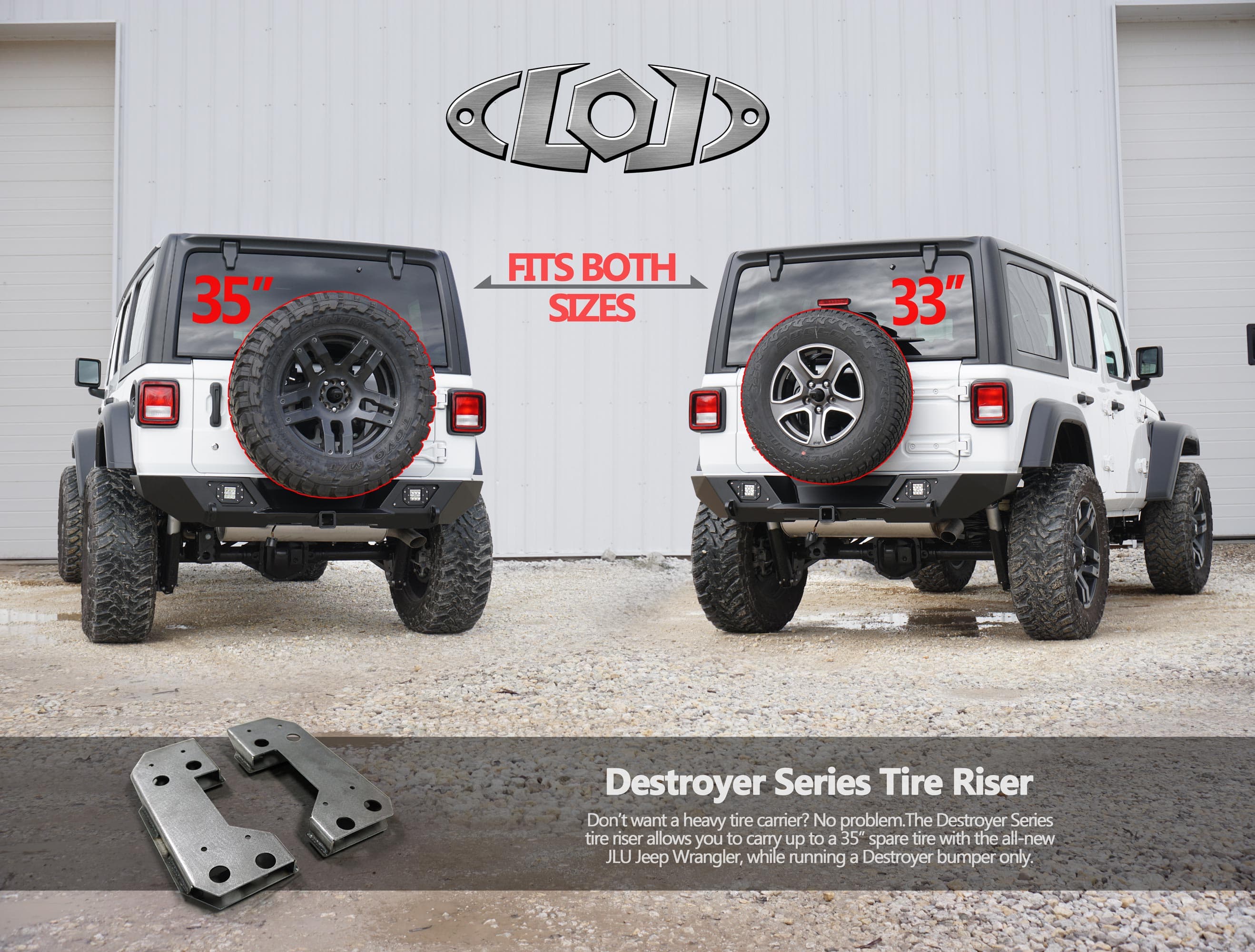 LoD Offroad LOD SPARE TIRE RISER JL BLACK