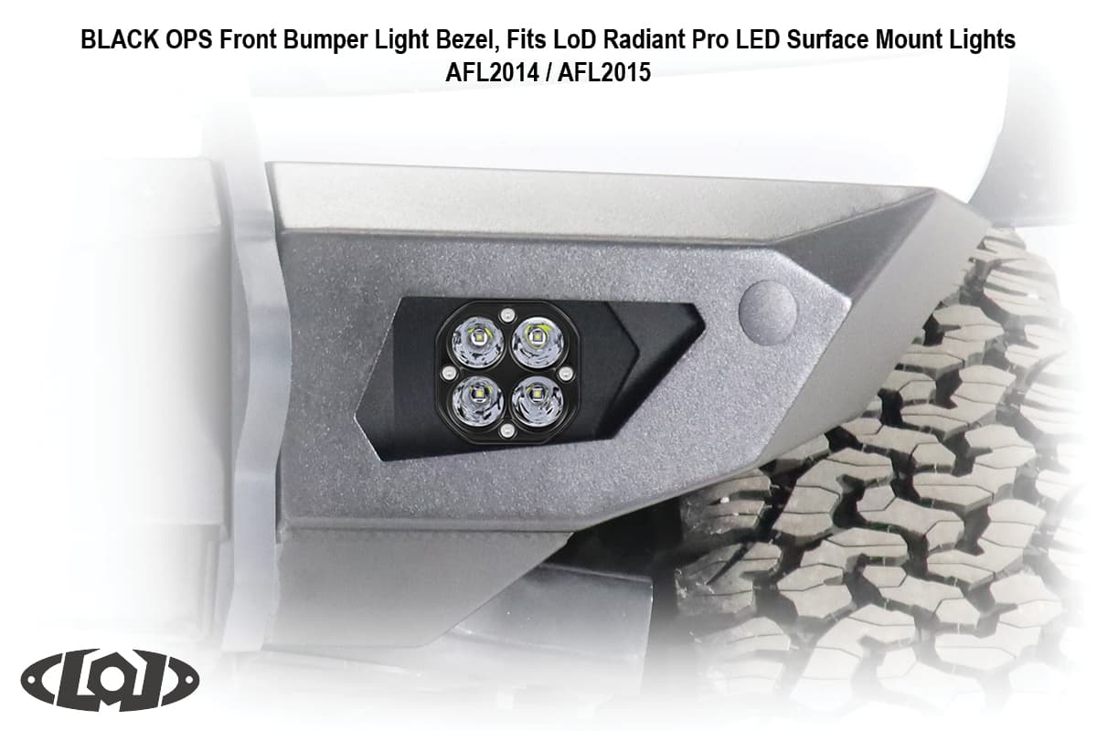 2021+ Bronco Black Ops LOD Radiant Pro Front Light Bezel (pair) (Black Powder Coated) product image
