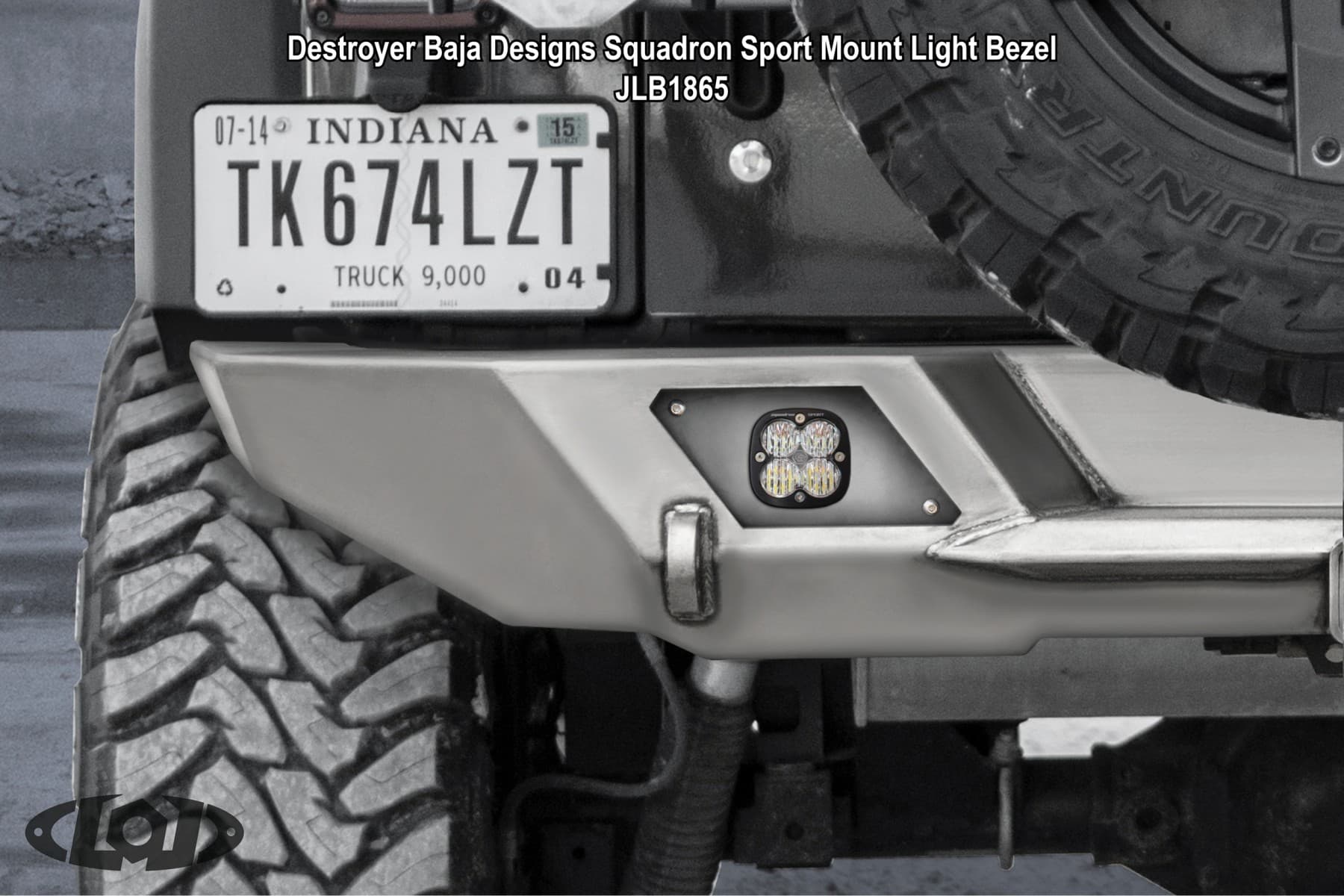 Destroyer Rear Light Bezel, Fits Baja Designs Squadron Round Lights (Black Powder Coated) product image