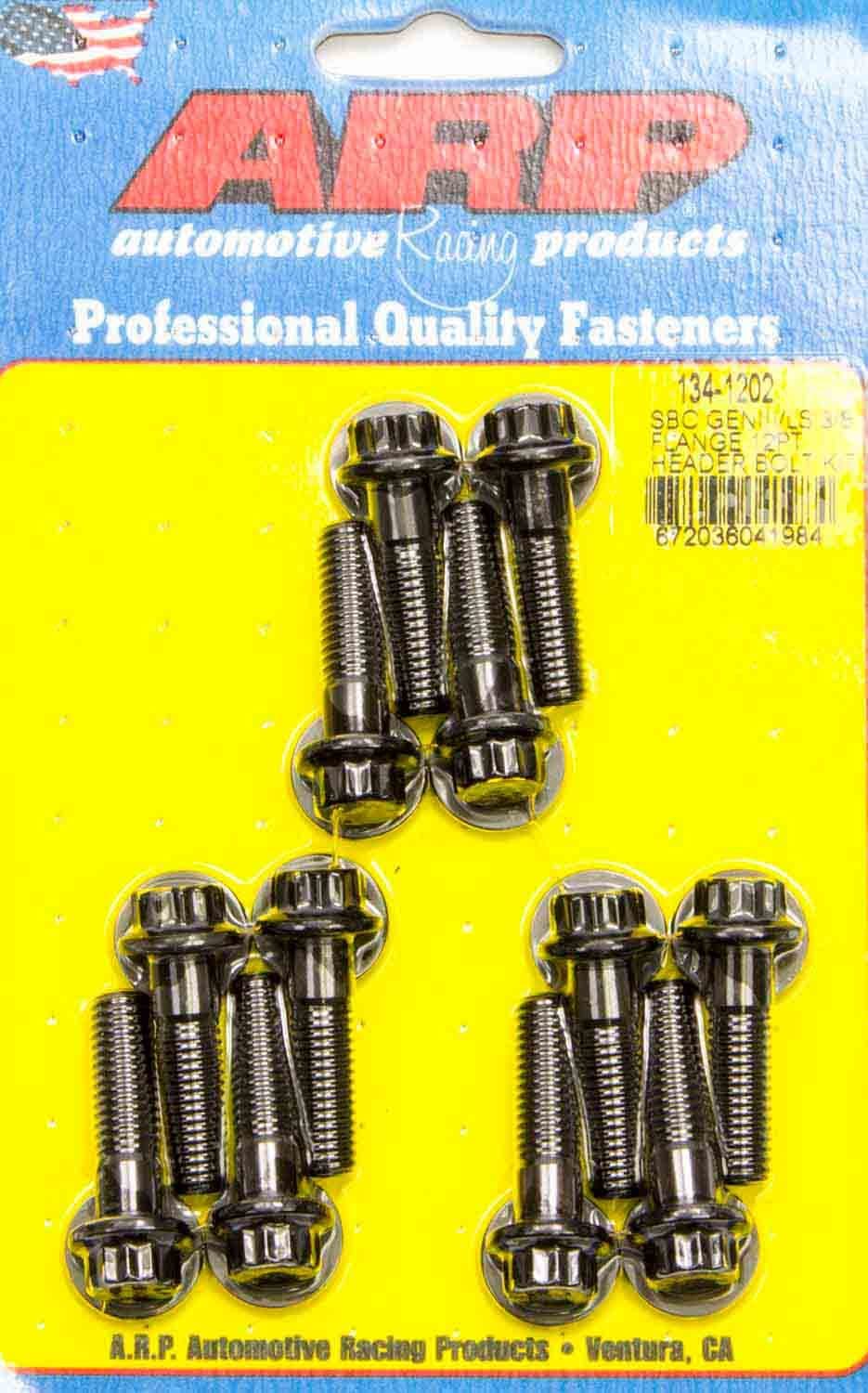 SBC/GENIII LS 3/8 WIDE HEADER FLANGE 12PT BOLT HEAD BLACK OXIDE HEADER BOLT KIT