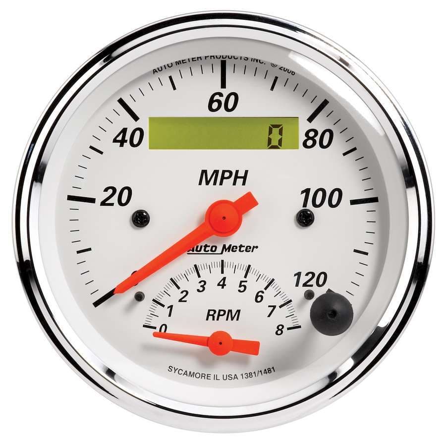 AutoMeter 3-3/8 in. TACHOMETER/SPEEDOMETER COMBO, 8K RPM/120 MPH, ARCTIC WHITE