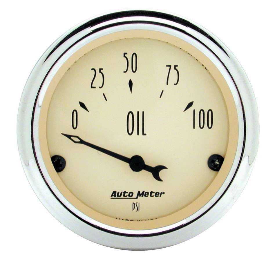 AutoMeter Gauge, Oil Press, 2 1/16", 100psi, Elec, Antique Beige