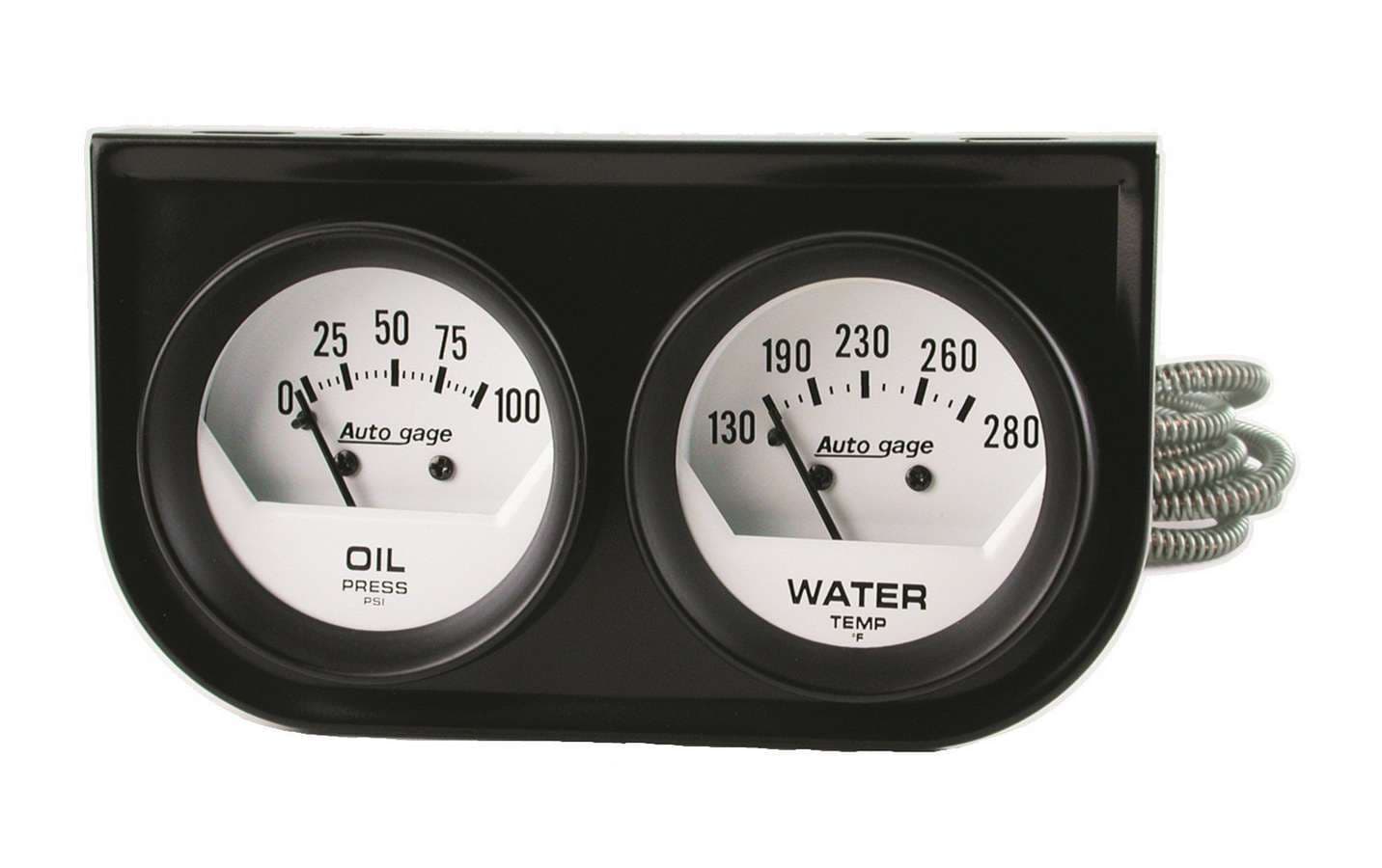 AutoMeter AutoMeter 2323 GAUGE CONSOLE, OILP/WTMP, 2, 100PSI/280?F, WHT DIAL, BLK BZL, AUTOGAGE