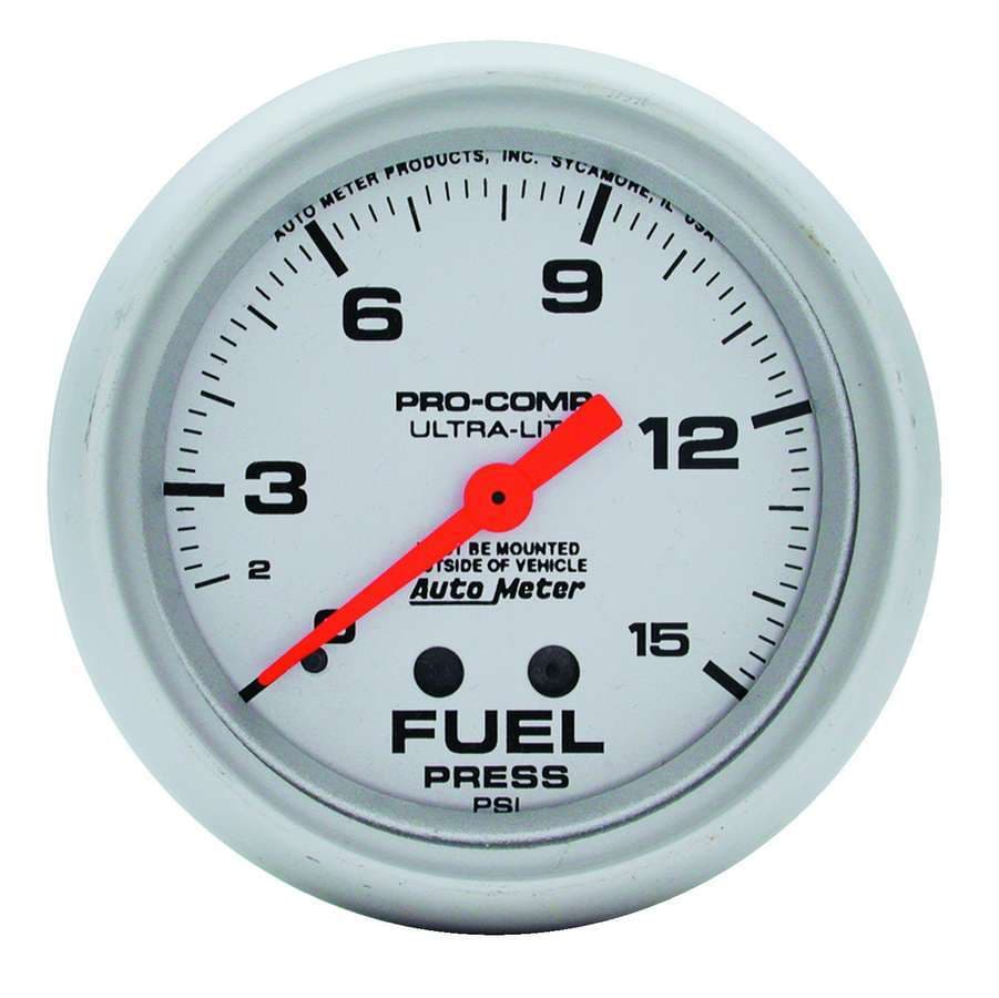 AutoMeter Gauge, Fuel Pressure, 2 5/8", 15psi, Mechanical, Ultra-Lite