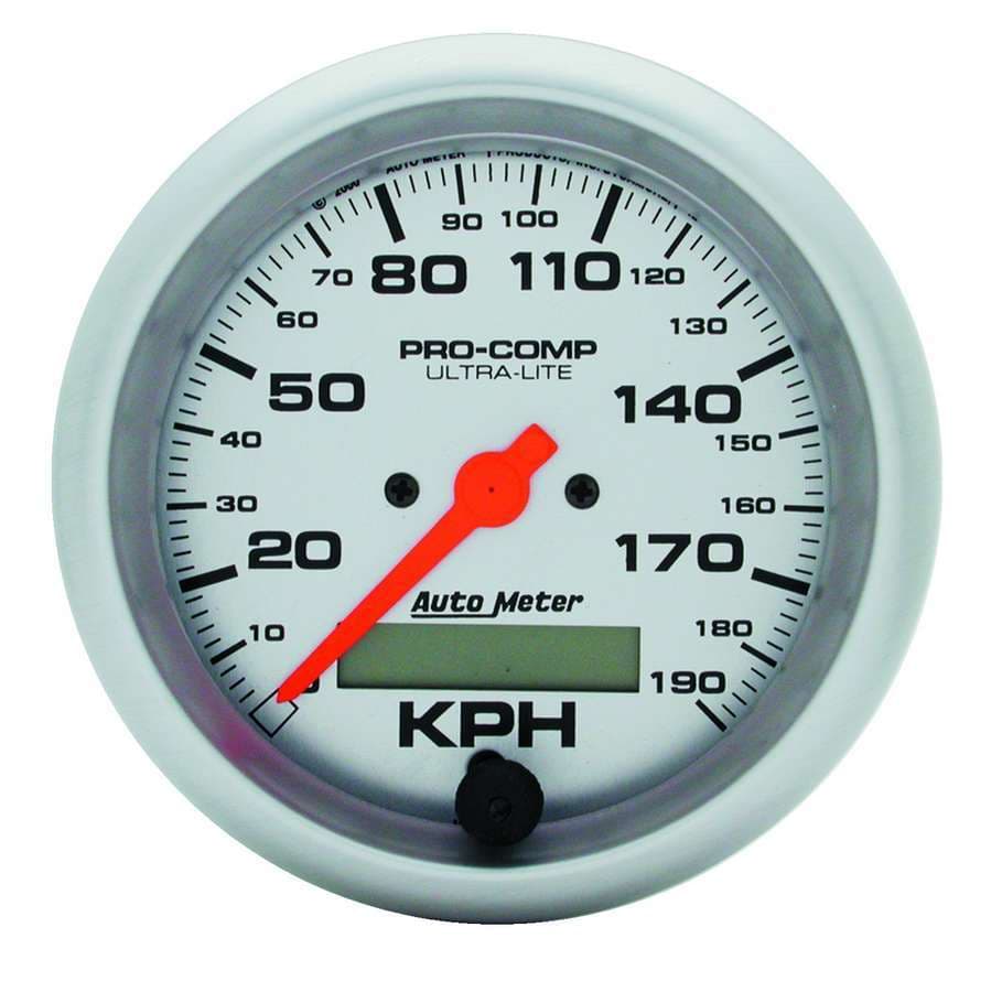AutoMeter Gauge, Speedometer, 3 3/8", 190km/h, Elec. Prog. w/ LCD Odo, Ultra-Lite