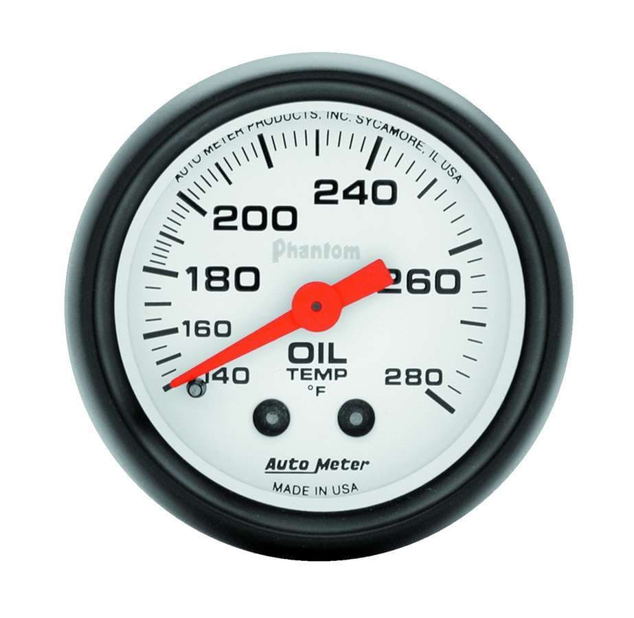 AutoMeter Gauge, Oil Temp, 2 1/16", 140-280?F, Mechanical, Phantom