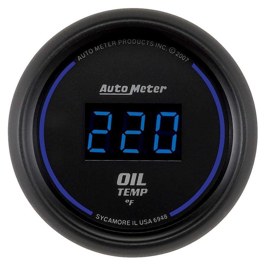 AutoMeter Gauge, Oil Temp, 2 1/16", 340?F, Digital, Black Dial w/ Blue LED