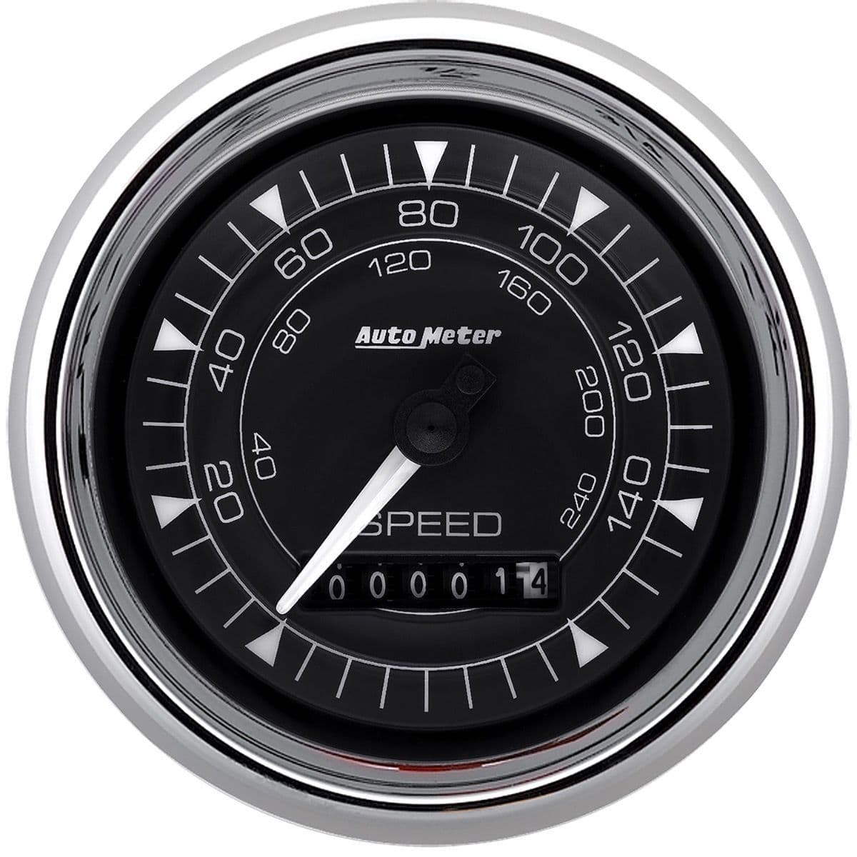 AutoMeter GAUGE SPEEDOMETER 3 3/8IN 160MPH ELEC. PROGRAMMABLE CHRONO CHROME