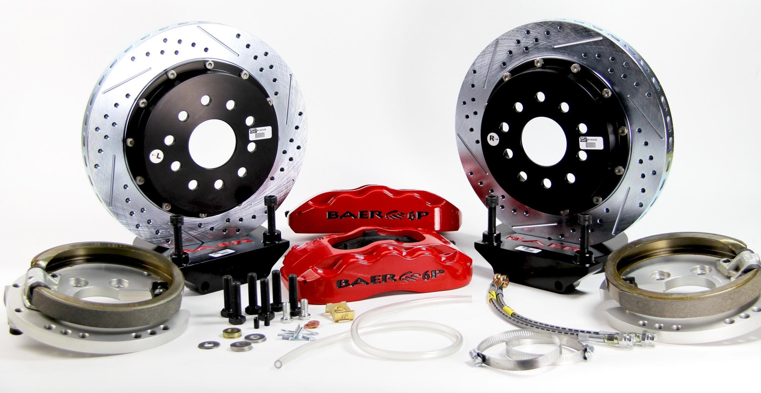 Baer Brake Systems Brake System 14 Inch Rear Pro+ w/Park Brake Red Ford 9 Inch 5 on 5 Big Bearing BAER Brakes