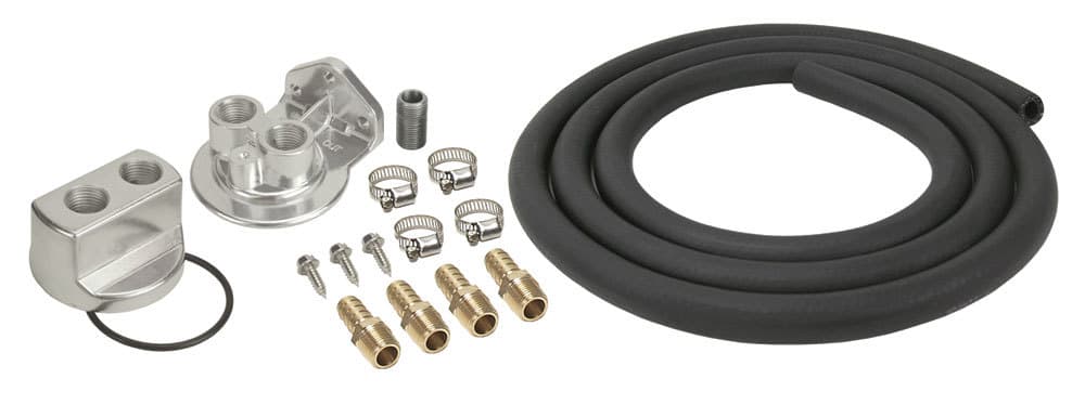 Derale 15715 Engine Oil Filter Relocation Kit, 1/2 NPT Ports with 3/4-16 Engine Thread Size
