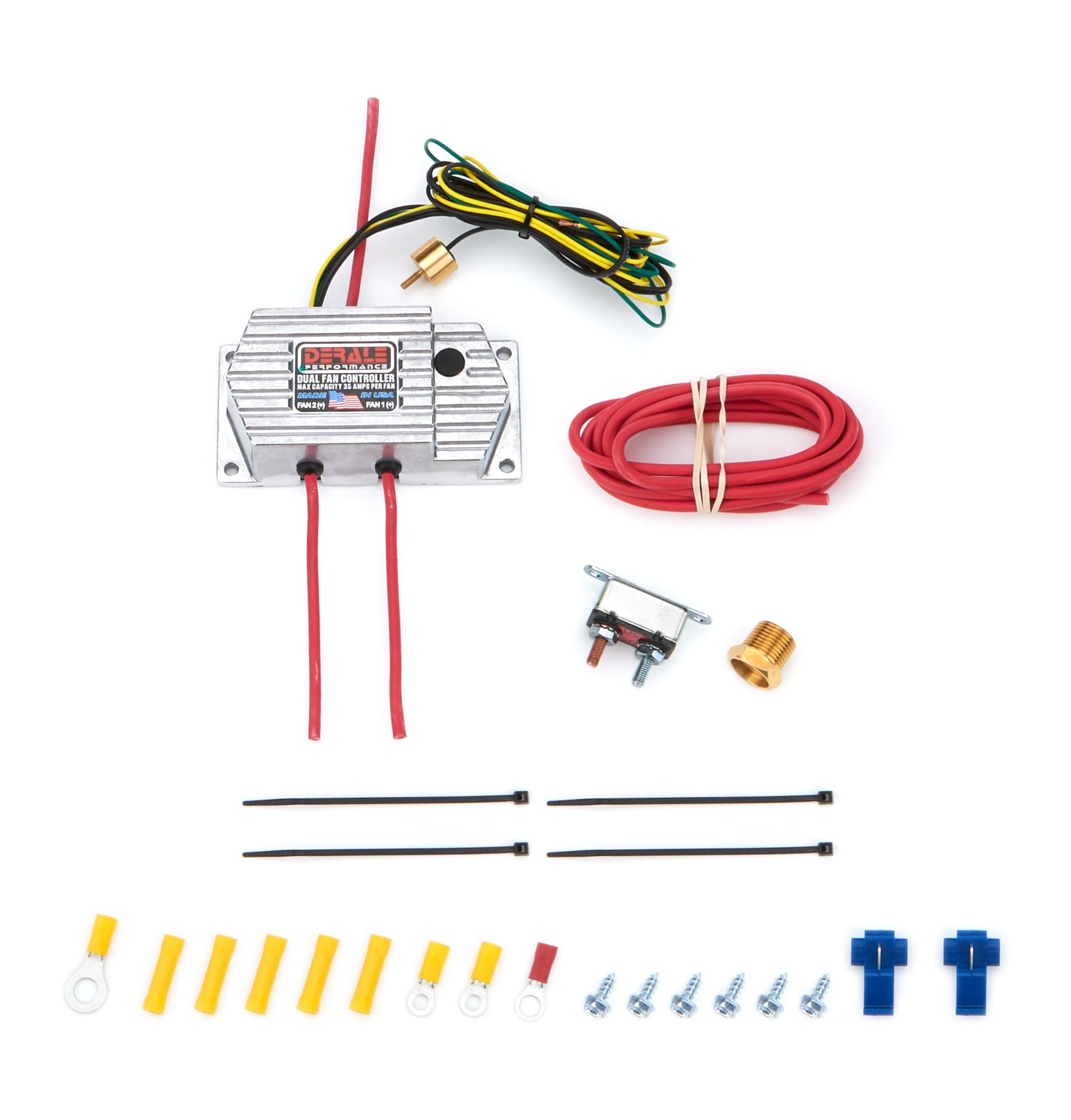 Derale 16789 High Amperage Adjustable Dual Electric Fan Controller, 3/8 NPT Thread In Probe
