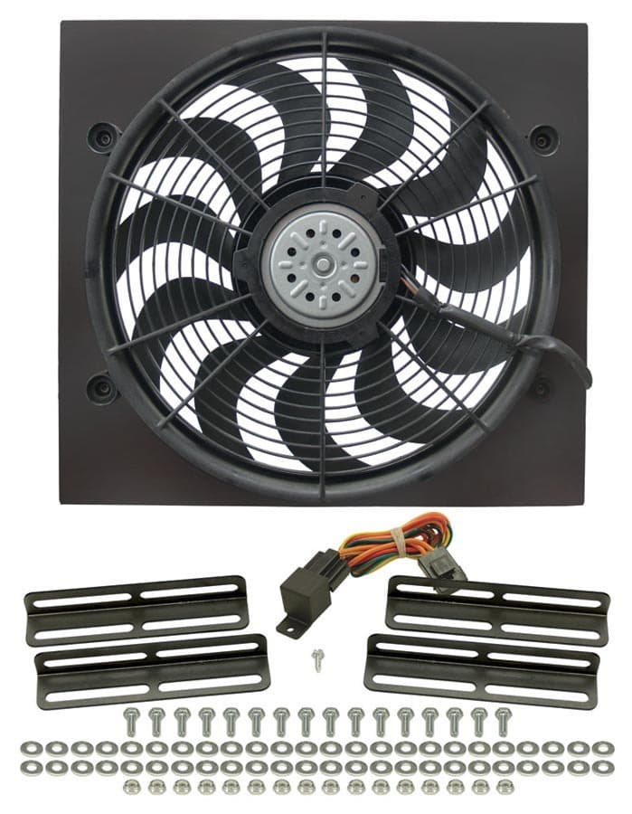 Derale Derale 16919 High Output 17 Electric Puller Fan/Black Steel Shroud Kit