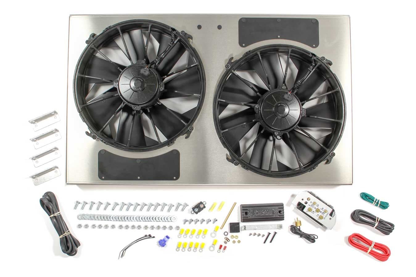 Derale Derale 66838 Powerpack - High Output Dual 12 RAD Fan/Alum Shroud Kit w/ PWM Controller
