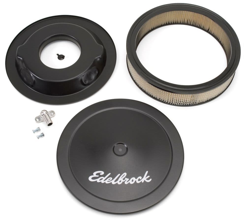 Edelbrock 1223 Pro-Flo Black 14 Round Air Cleaner with 3 Paper Element (Deep Flange)