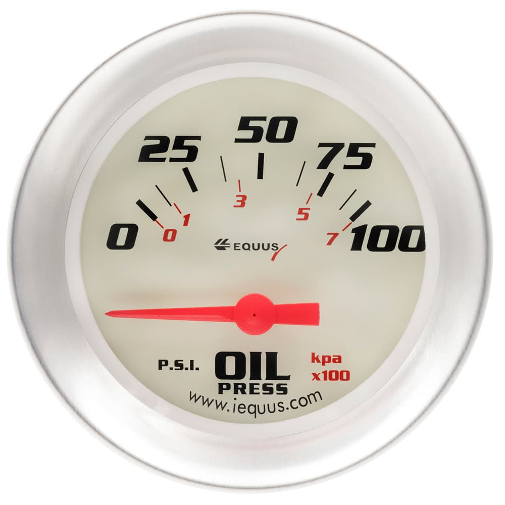 Equus 2-5/8 Dia Oil Pressure Gauge Silver 0-100psi