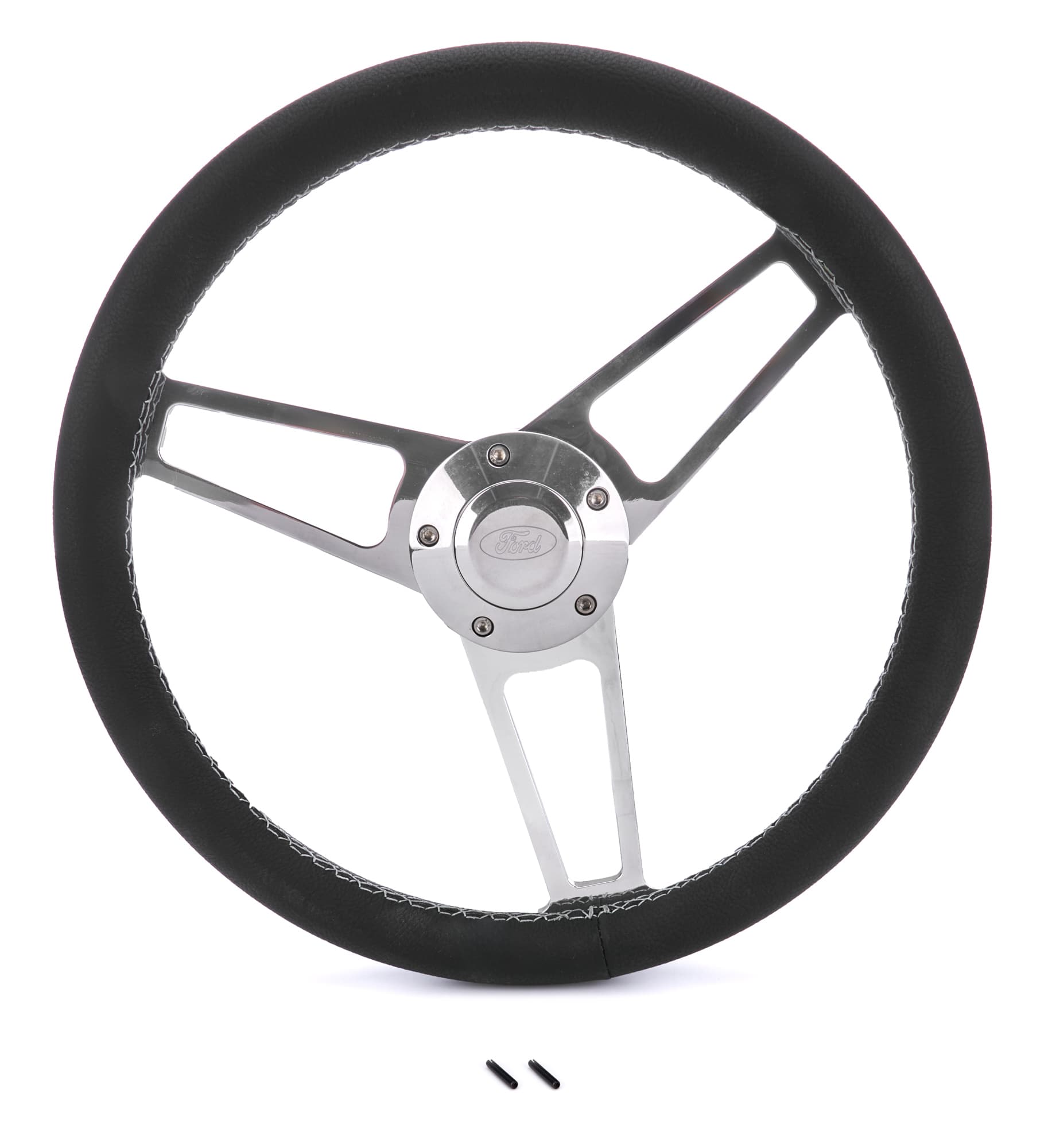 Grant Billet Classic Series Steering Wheel and Installation Kit; 14.75 in. Diameter; 3-Spoke Design; Ford Logo; Includes Wheel/OEM Center Cap/Install Kit PN[5285-1] Polished;