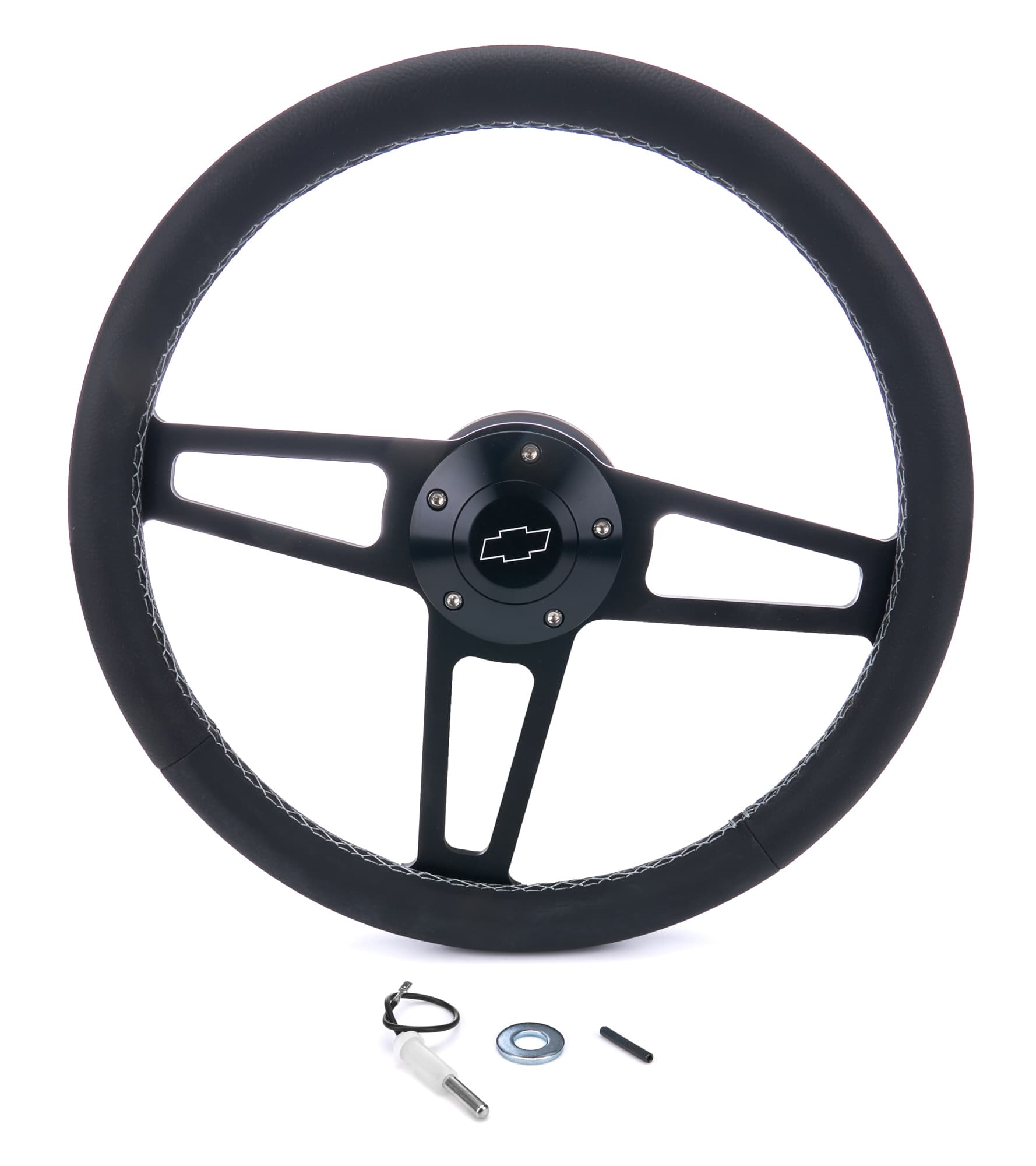 Grant Billet T Series Steering Wheel and Installation Kit; Chevrolet Logo; Includes Billet Steering Wheel/OEM Center Cap/Install Kit PN[5162] Black;