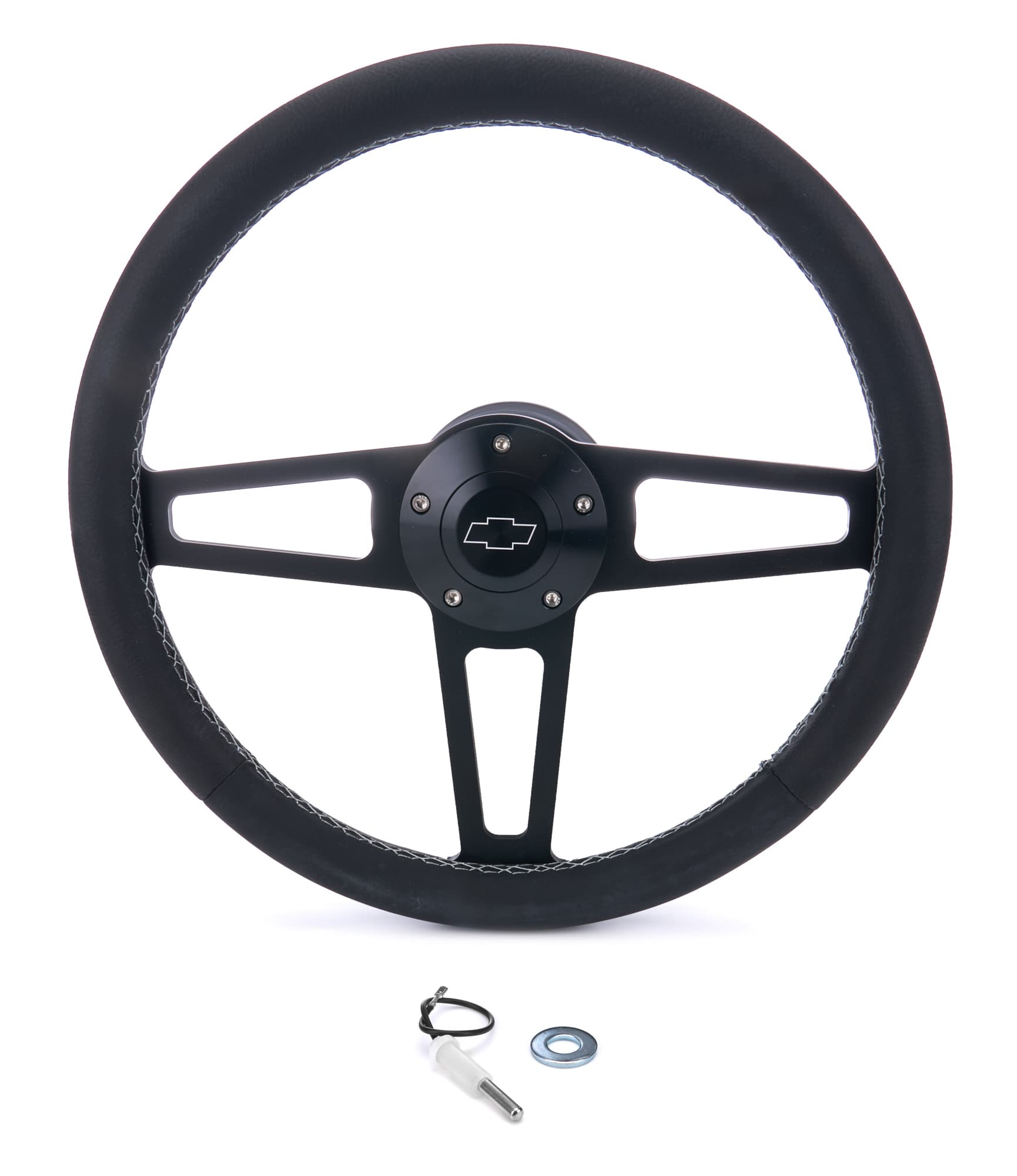 Grant Billet T Series Steering Wheel and Installation Kit; Chevrolet Logo; Includes Billet Steering Wheel/OEM Center Cap/Install Kit PN[5163] Black;
