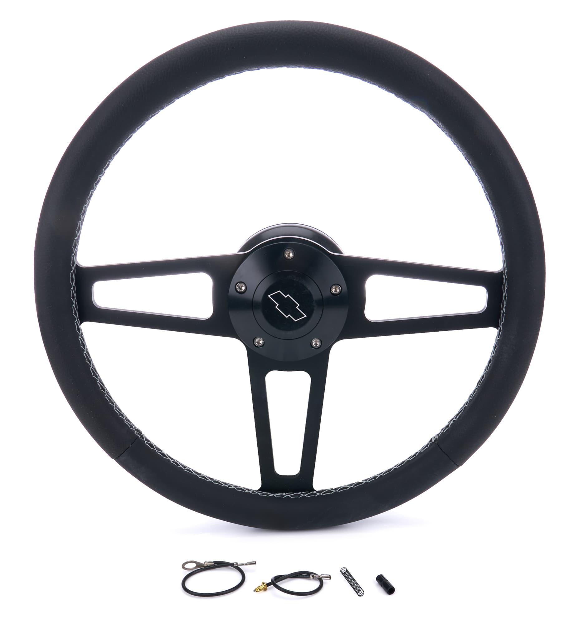 Grant Billet T Series Steering Wheel and Installation Kit; Chevrolet Logo; Includes Billet Steering Wheel/OEM Center Cap/Install Kit PN[5196] Black;