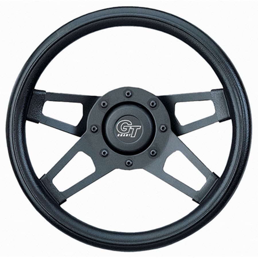 Grant Challenger Steering Wheel; 13 1/2 in. Diameter; 3 in. Dish; Black Cushion Grip; Matte Black Dual Plane Spokes;