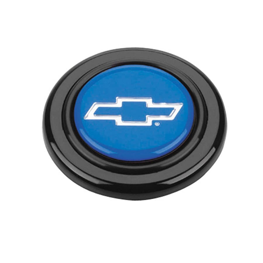Grant GM Licensed Horn Button; Black Plastic; Chevrolet®; Blue/Silver; Signature Wheels;