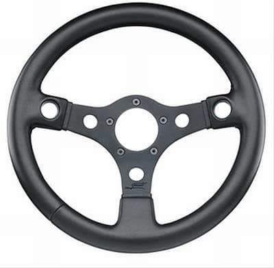 Grant Performance GT Series Steering Wheel; 13 in. Diameter; Black Vinyl Grip; Black Anodized Aluminum 3-Spoke Design; w/Holes For Switch Buttons;