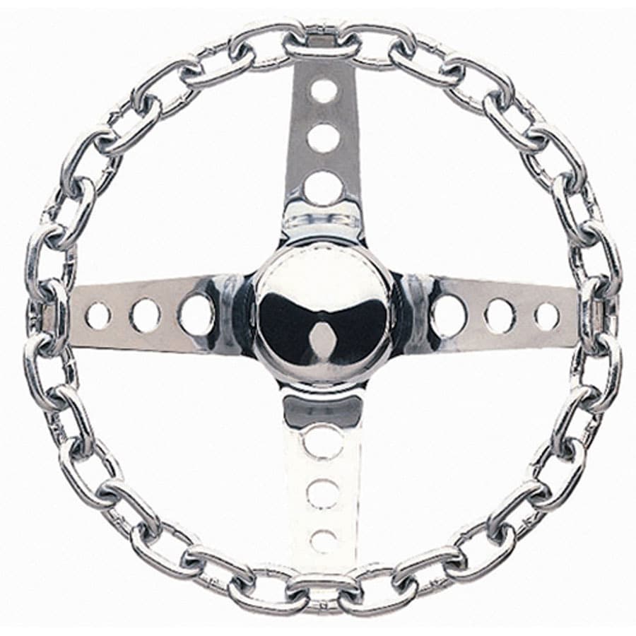Grant Classic Series Chain Steering Wheel; 11 in. Diameter; 3 1/2 in. Dish; Chrome Chain Grip; Chrome 4-Spoke Design;