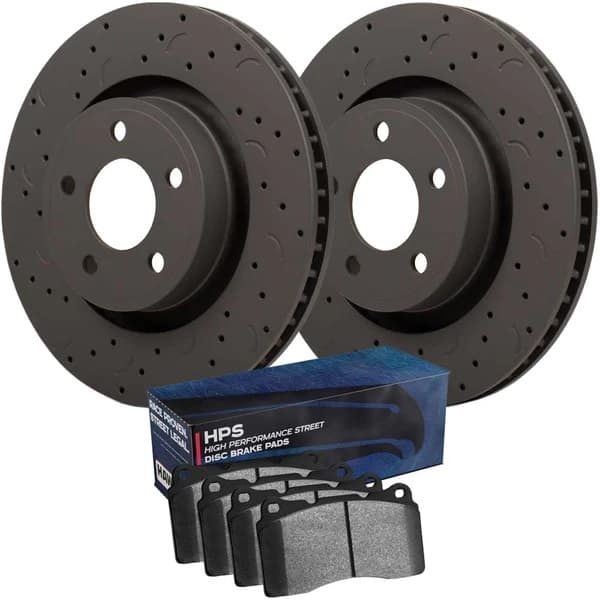 Talon Street Rotor And Brake Pad Kit; Cross Drilled And Slotted w/HPS Pads; Rear;