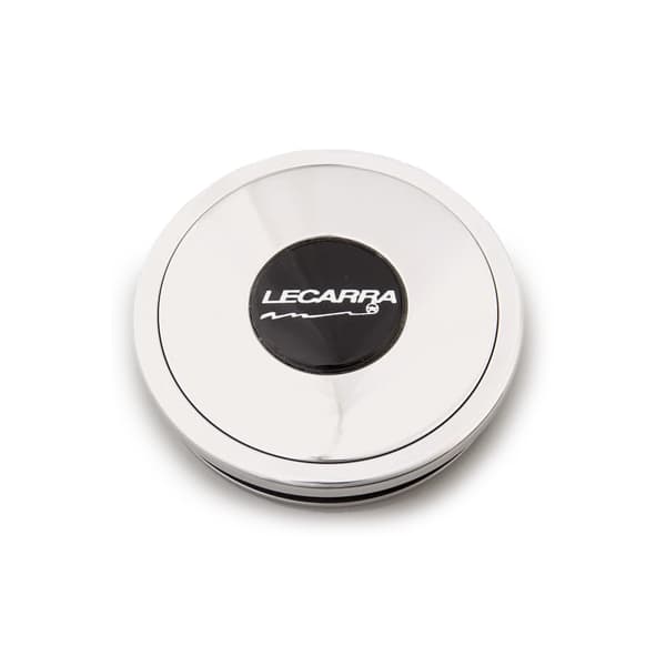 Lokar Horn Button; Fits w/MK4/9 Wheel Steering; Billet Aluminum; Single Contact; w/Lecarra Logo; Polished;