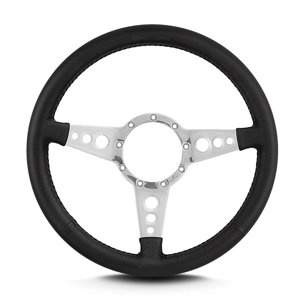 Lokar Lecarra Trans Am Steering Wheel; Black; Polished Spokes; 14 in. Standard Grip;