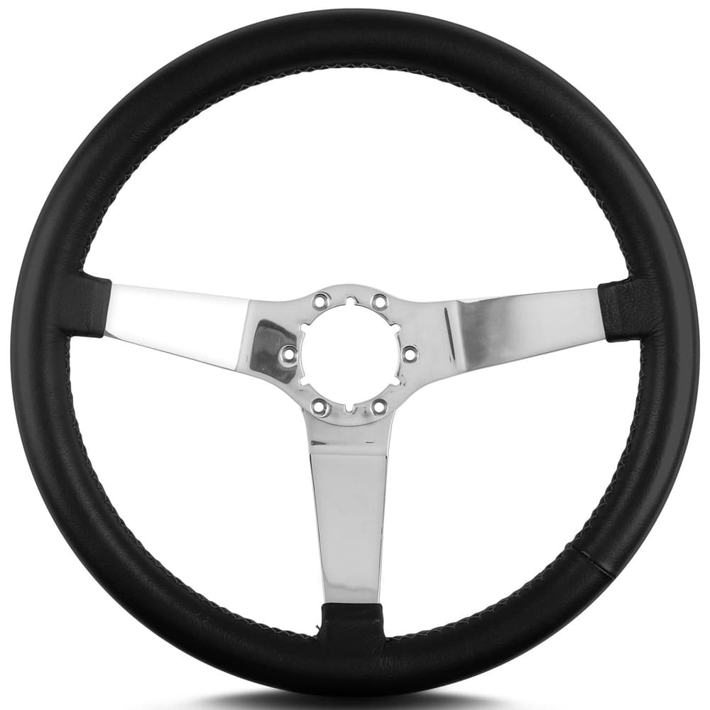 Lokar Lecarra Vette 3 Steering Wheel; Black; Polished Spokes; 14 in. Standard Grip;