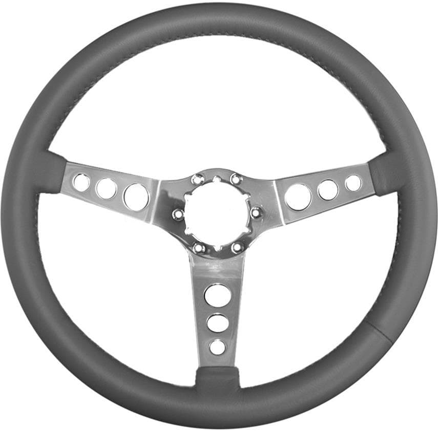 Lokar Lecarra Hot Rod Steering Wheel; Black; Polished Spokes; 14 in. Standard Grip;