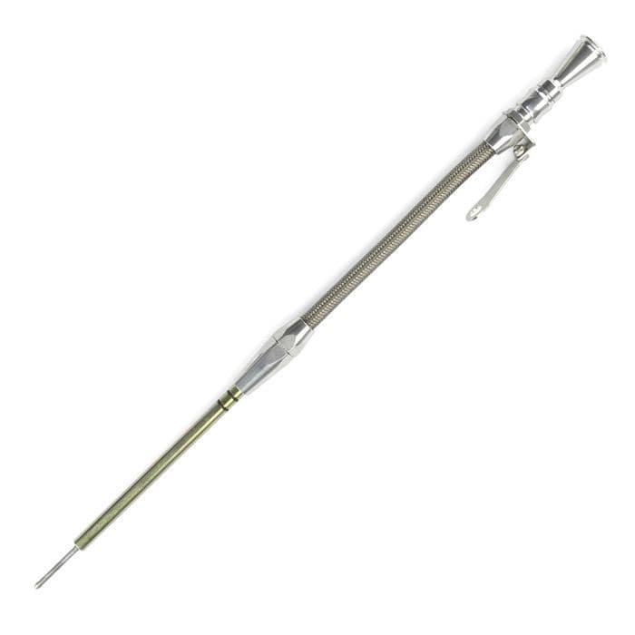 Lokar Anchor Tight Locking Flexible Engine Dipstick; Brite; Push Into Block Passenger Side;