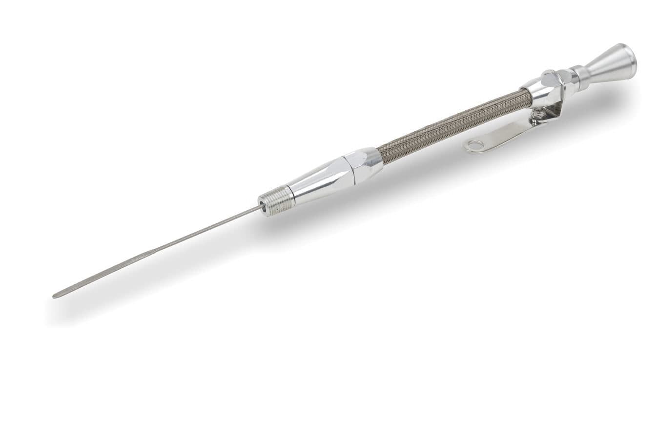 Lokar Flexible Engine Dipstick; Screw Into Pan 5/8-18 in.; Billet Aluminum; Stainless Steel Housing;