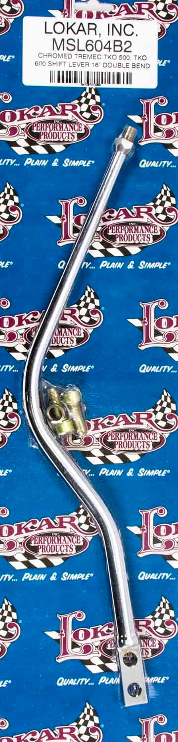 Lokar Manual Transmission Shifter Lever; Chrome Finish; Fits w/Tremec/Borg Warner TK500/TK600 And Magnum; Incl. 8mm Socket Head Cap Screws; 16 in. Double Bend;