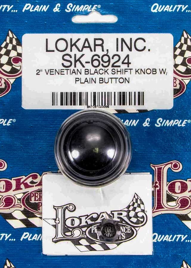 Lokar Auto Transmission Shifter Knob; For Lokar Shifters Only; 2 in.; Plain Push Button; Venetian; Black Finish;
