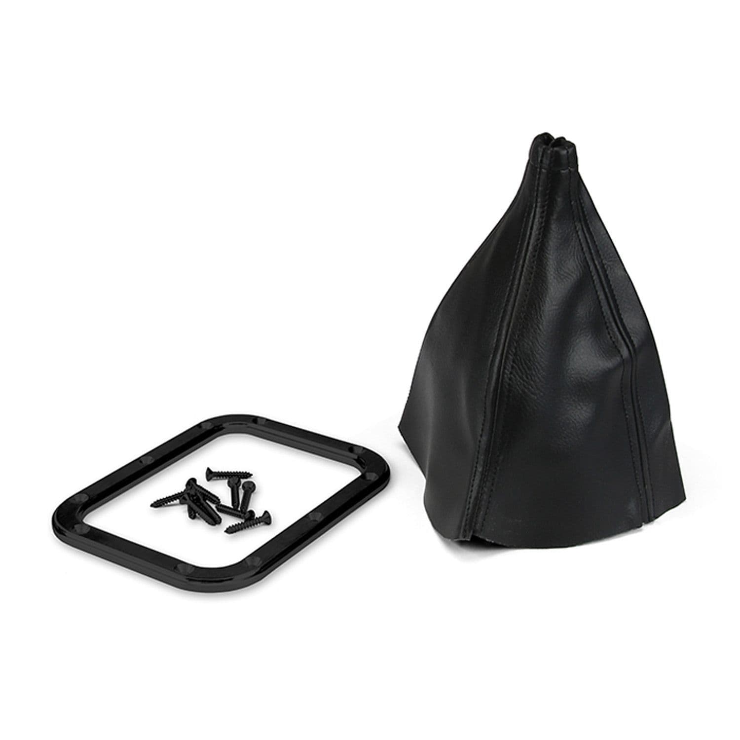 Lokar Rectangular Floor Mount Shifter Boot Kit; Incl. Boot/Stainless Screws/Black Anodized Aluminum Ring;