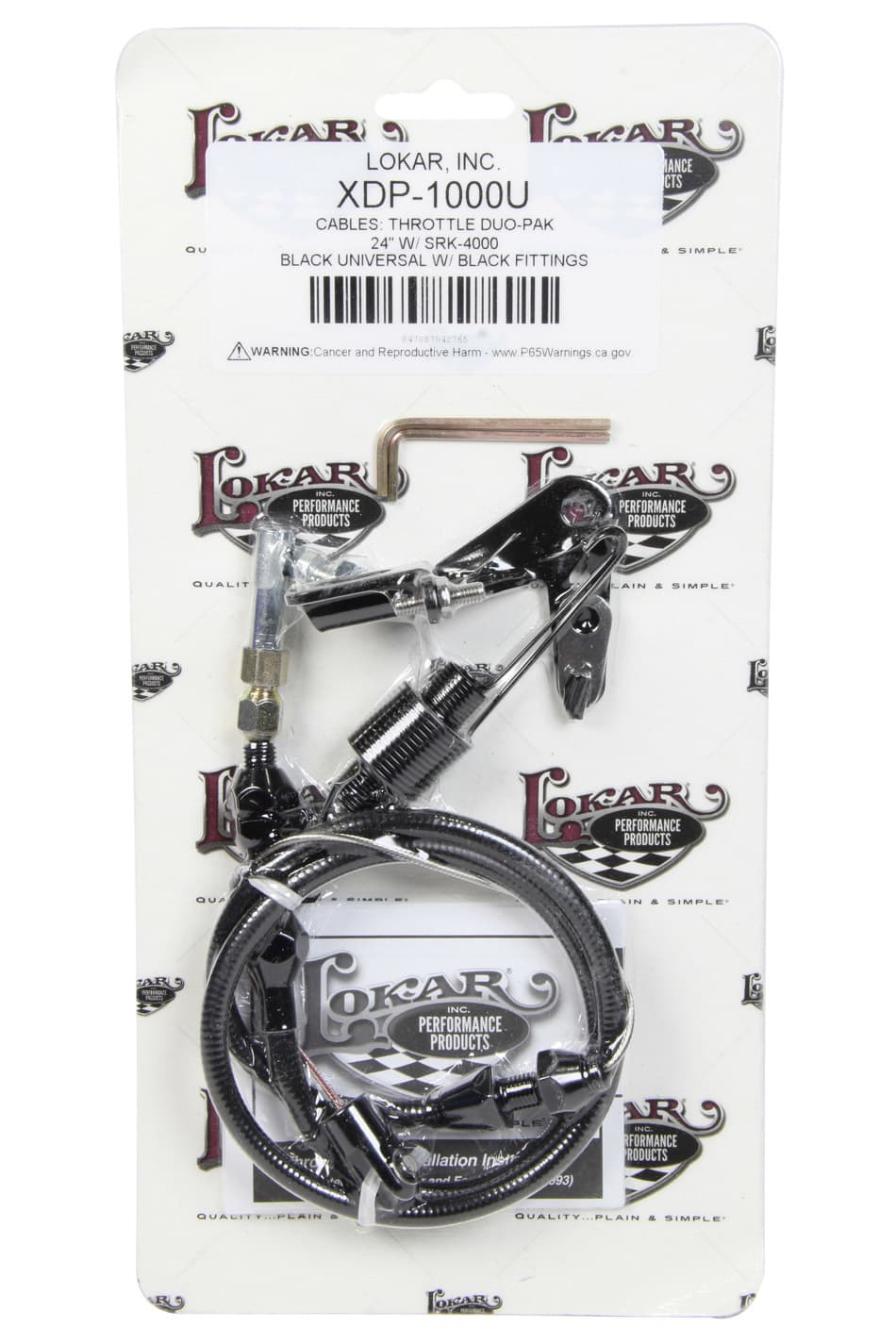 Lokar Duo-Pak Kit; Incl. Black Throttle Cable/Carburetor Bracket/Return Spring; Black Housing; 24 in. Long; Black Finish;
