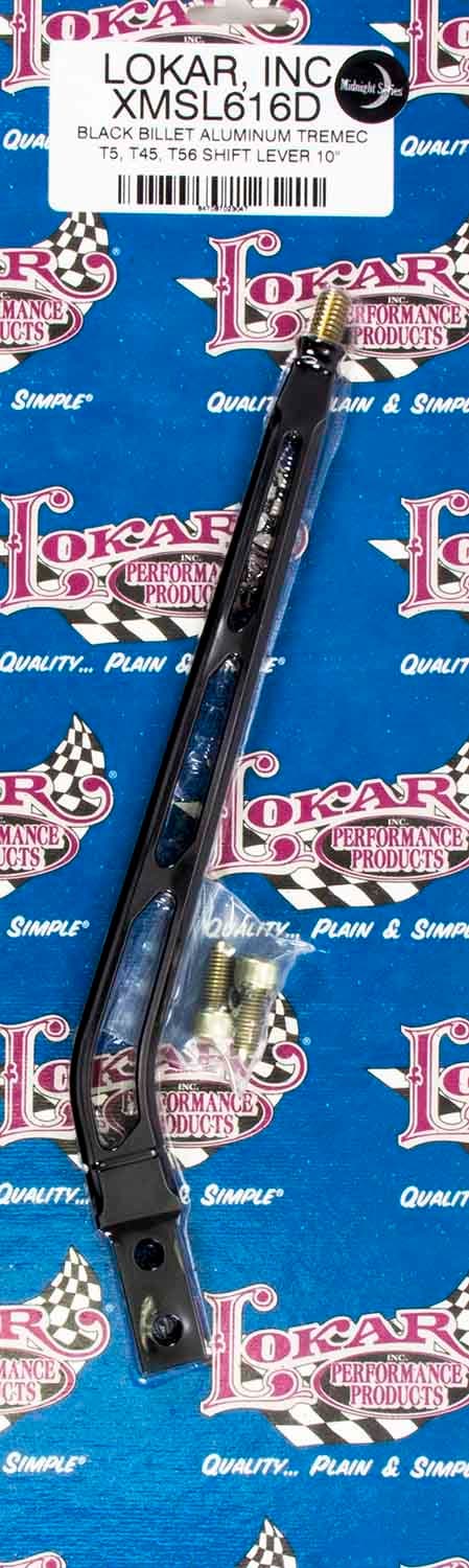 Lokar Manual Transmission Shifter Lever; Midnight Series Black Finish; Fits w/Tremec/Borg Warner T5/T45/T56; Standard 2 Bolt Flange; 10 in.;
