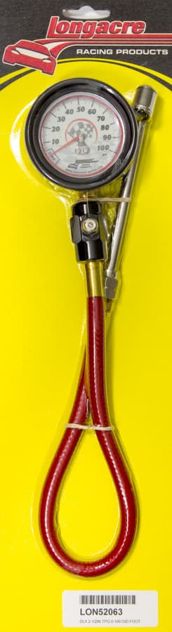 Longacre Tire Gauge 0-100PSI 2.5 in GID Deluxe Foot Valve