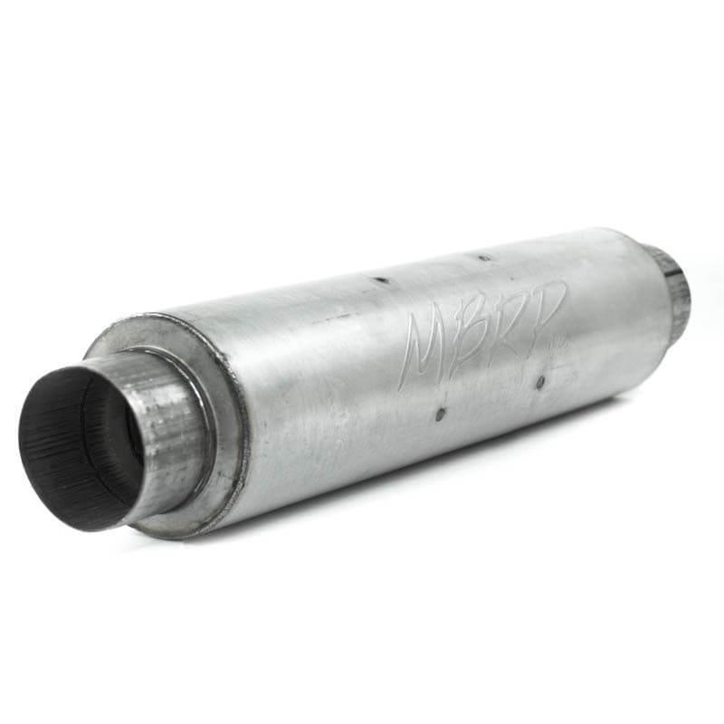 MBRP Exhaust Armor Lite Quiet Tone Diesel Muffler; Round; 4 in. Inlet/Outlet; Body L-24 in.; Overall L-30 in.; Diameter-6 in.; Aluminized; 4 in. Outlet Diameter Tip;