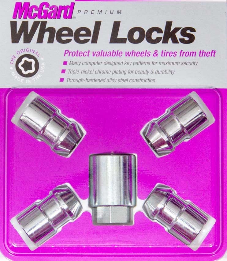 WHEEL LOCK SET M12X1.5 NUT CONE SEAT DUAL 19MM & 21MM HEX 1.28 IN OAL CHROME