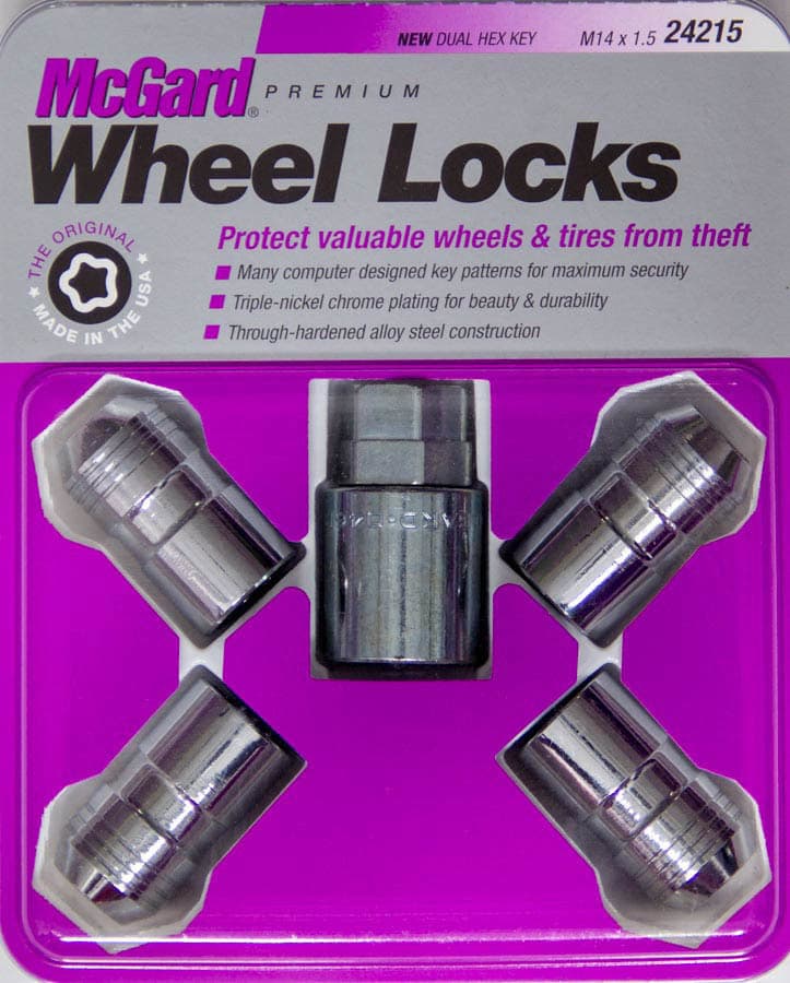 McGard WHEEL LOCK SET M14X1.5 NUT CONE SEAT DUAL 21MM & 22MM HEX 1.639 IN OAL CHROME