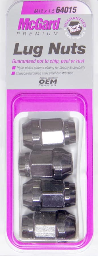 HEX LUG NUT M12X1.5 CONE SEAT BULGE 3/4 HEX 1.45 IN OAL BLACK (4 PK)