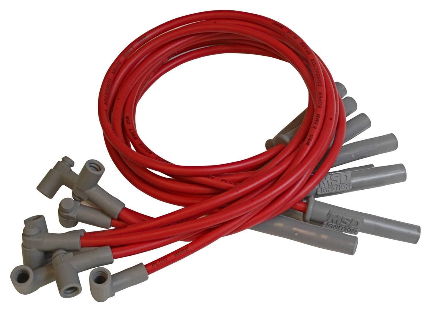 MSD CHRYSLER 383440 HEI SUPER CONDUCTOR SPARK PLUG WIRE SET RED JACKE