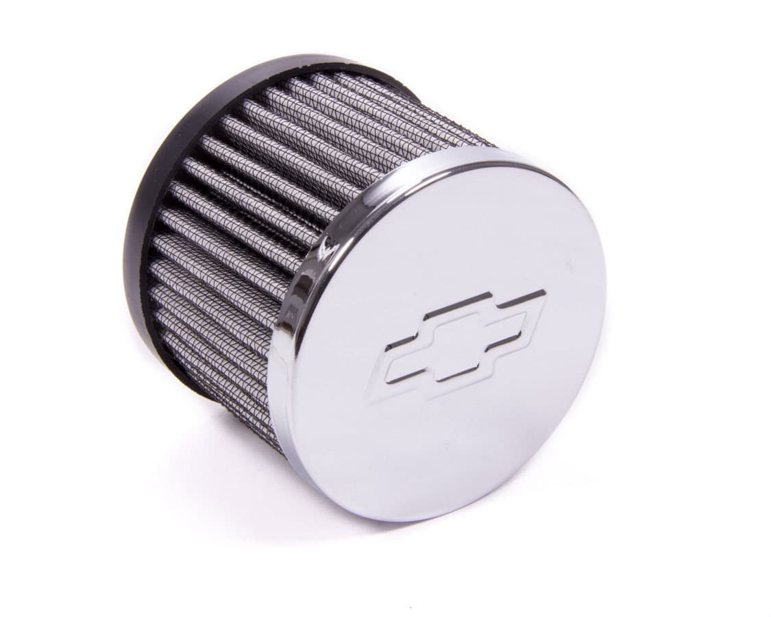 Proform Engine Valve Cover Breather 3 Inch Diameter Chevy Logo Push-In Style w/o HoodChrome Chevrolet Performance Parts