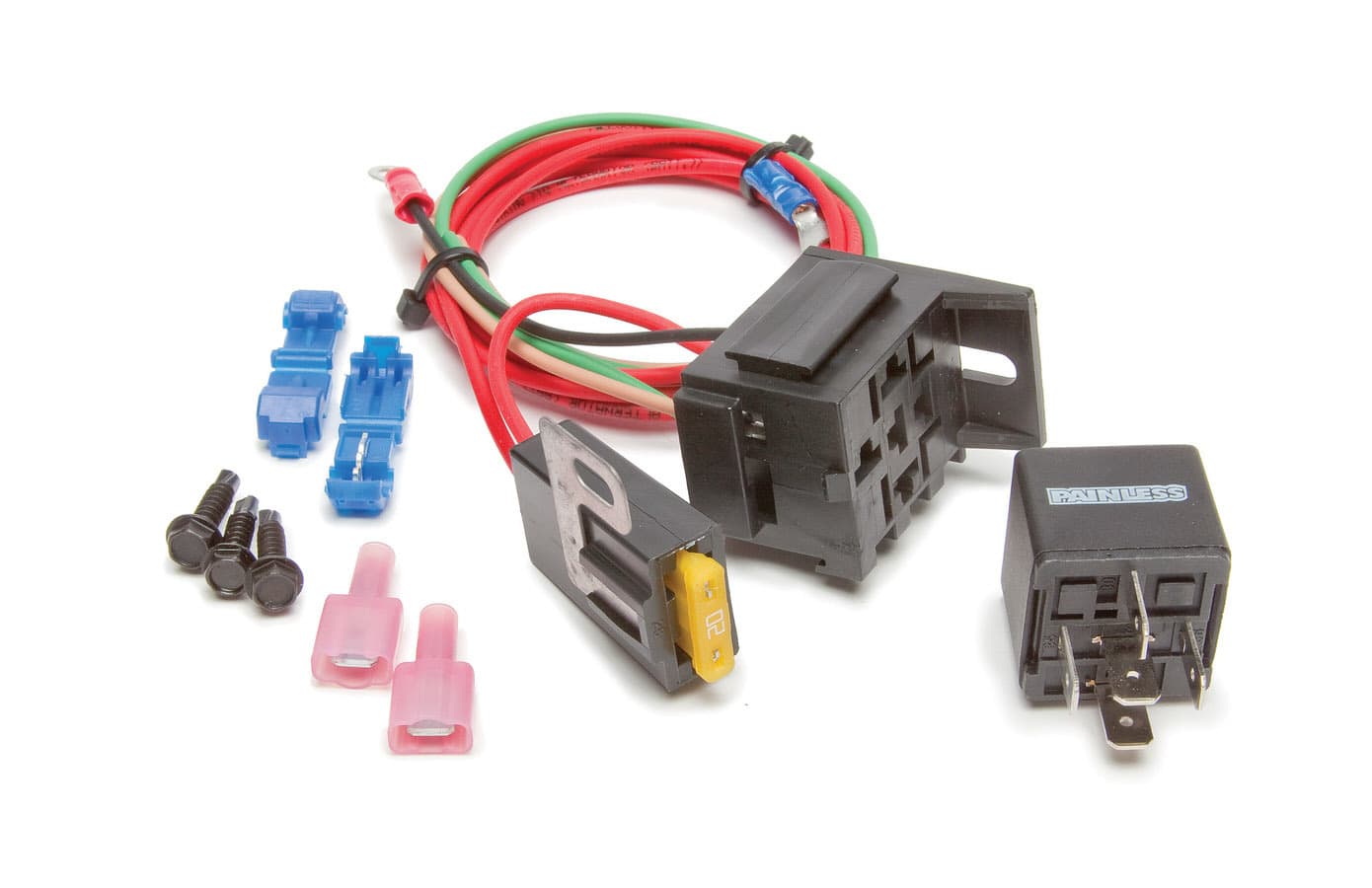 Painless Wiring High Beam Headlight Relay Kit; Incl. Heavy Duty 40 Amp Relay/Relay Base w/Wire Harness; Crimp Terminals; Mounting Hardware;